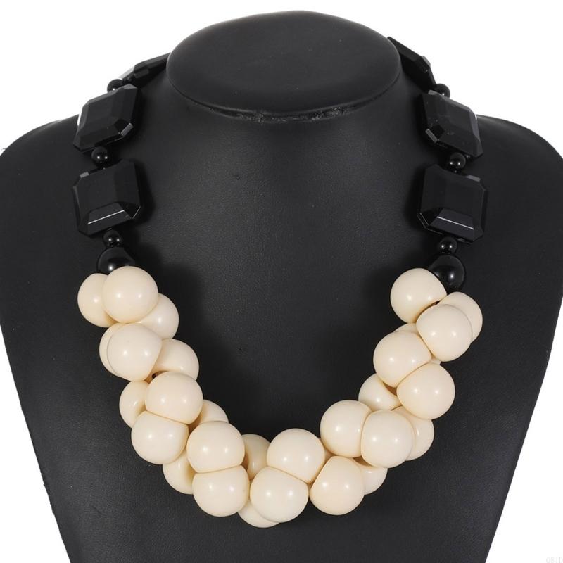 Ethnic Fashion Wear For Women - Layer Resin Beads Necklace Handmade Bohemian