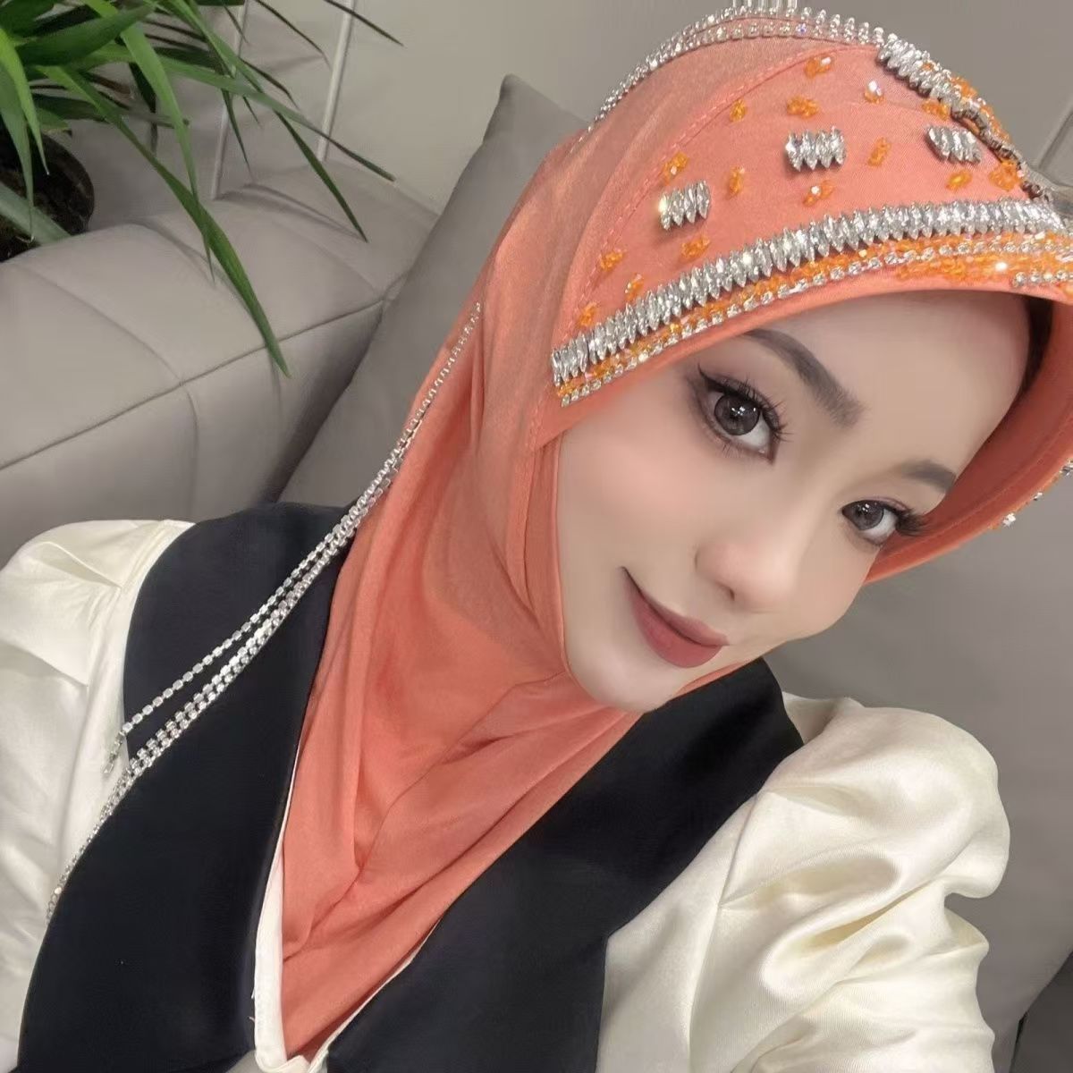 Luxury Hat Hijab Pink Scarf wi - đánh giá và giá Ethnic Fashion In