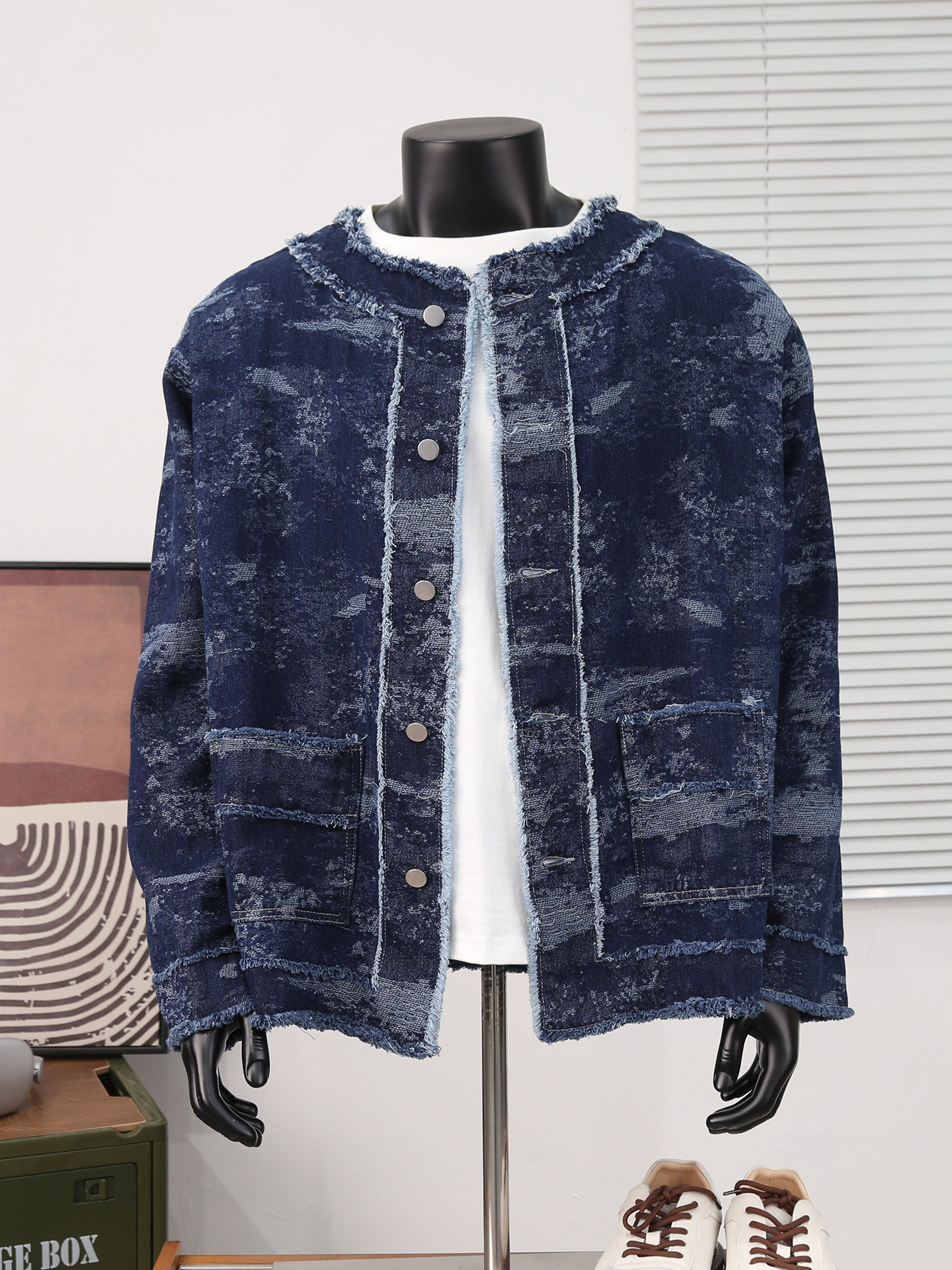 Retro Jacquard Denim Jacket Fo - đánh giá và giá Haori Japanese Jacket