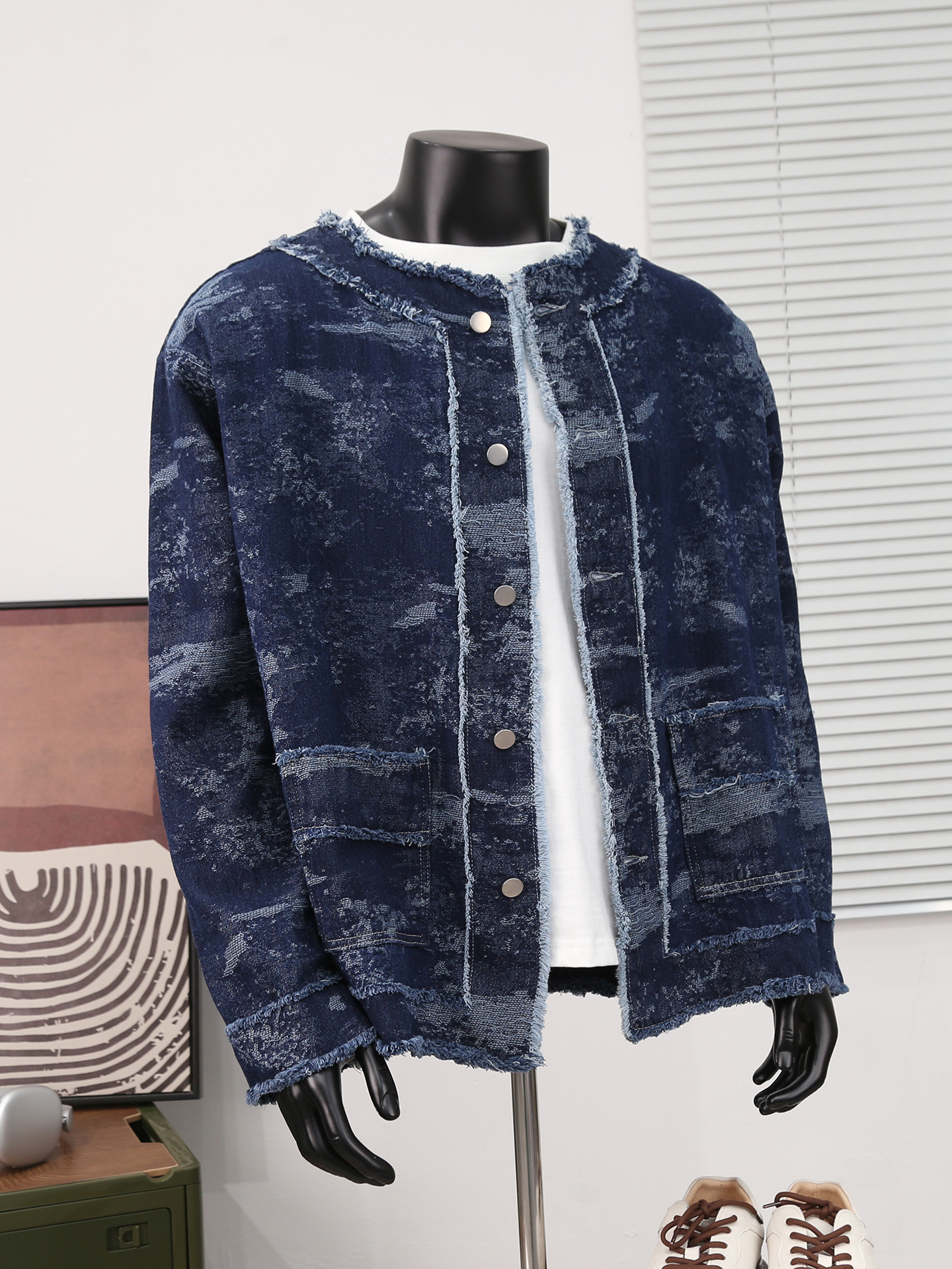 Retro Jacquard Denim Jacket Fo - đánh giá và giá Haori Japanese Jacket