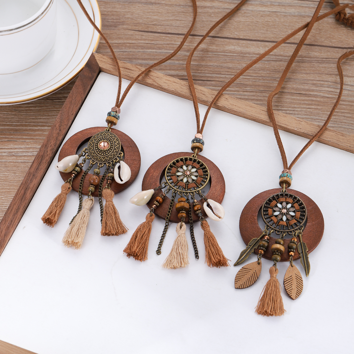 Retro Ethnic Round Wooden Long - đánh giá và giá Ethnic Fashion Wear For Women