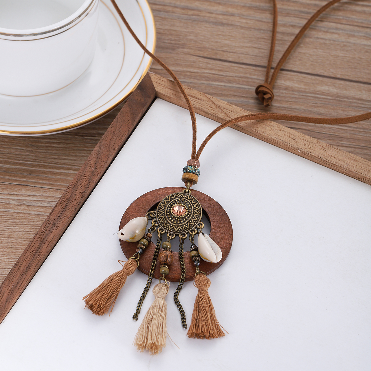 Retro Ethnic Round Wooden Long - đánh giá và giá Ethnic Fashion Wear For Women