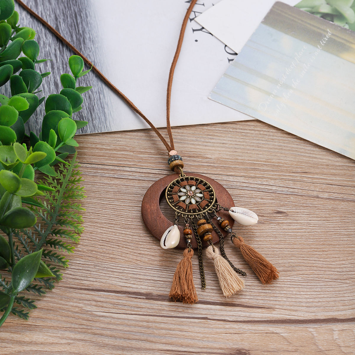 Retro Ethnic Round Wooden Long - đánh giá và giá Ethnic Fashion Wear For Women