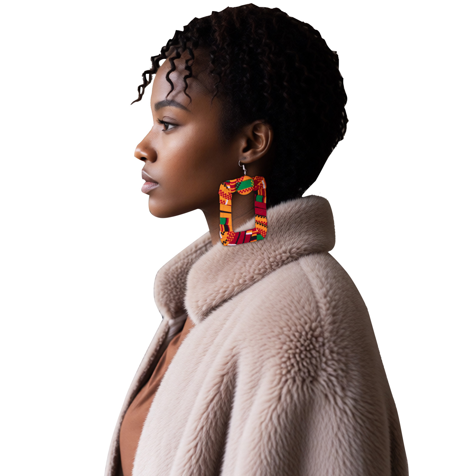 African Wax Print Square Hoop  - đánh giá và giá Ethnic Fashion Wear For Women